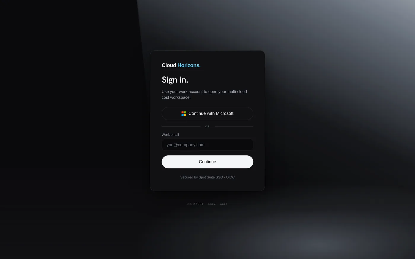 Cloud Horizons sign-in screen